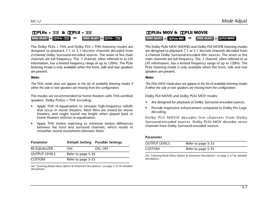 Mode adjust | Lexicon Digital Controller MC-12 User Manual | Page 133 / 208