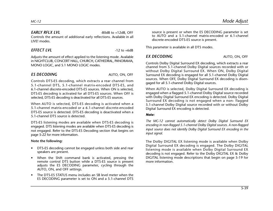 Mode adjust | Lexicon Digital Controller MC-12 User Manual | Page 165 / 208