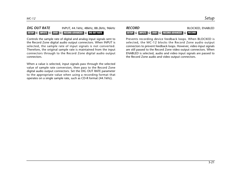 Setup | Lexicon Digital Controller MC-12 User Manual | Page 65 / 208