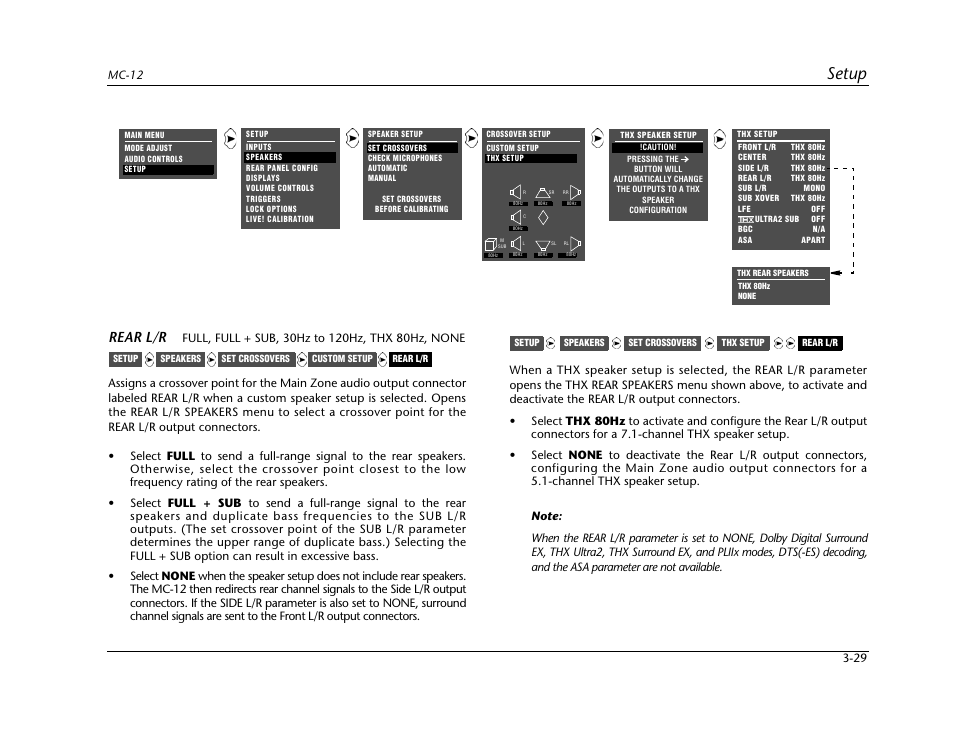 Setup, Rear l/r | Lexicon Digital Controller MC-12 User Manual | Page 73 / 208
