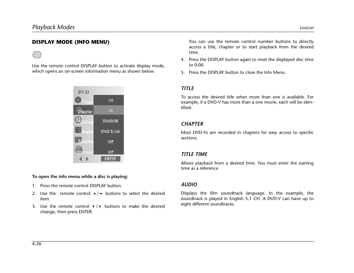 Playback modes | Lexicon Universal Disc Player RT-20 User Manual | Page 112 / 140