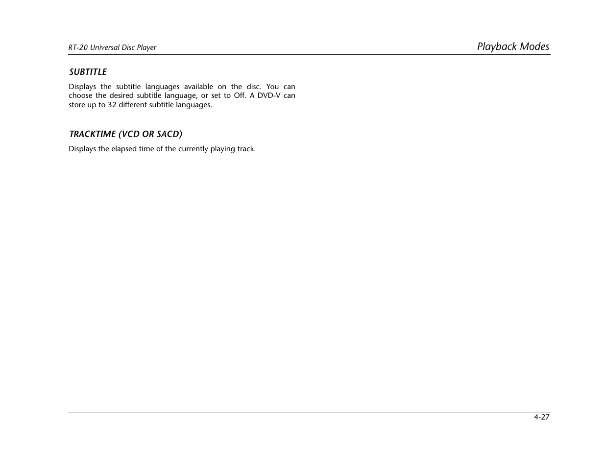 Lexicon Universal Disc Player RT-20 User Manual | Page 113 / 140