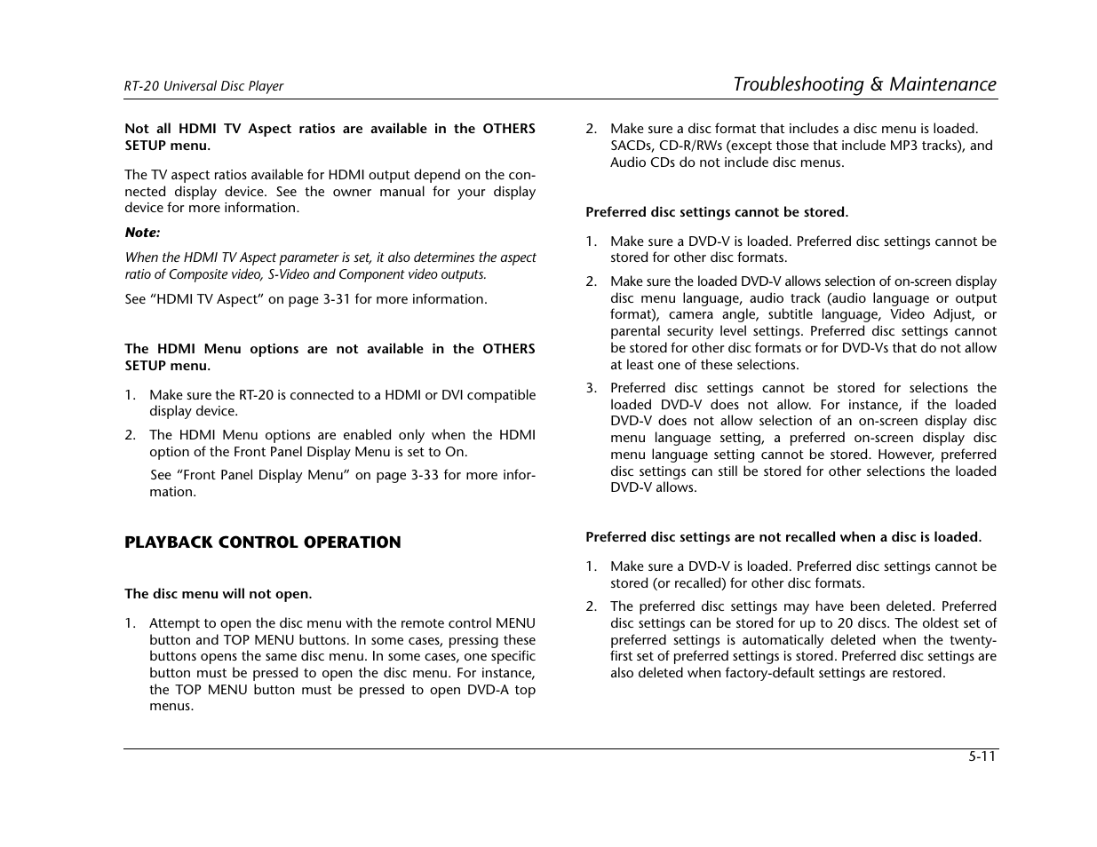 Troubleshooting & maintenance | Lexicon Universal Disc Player RT-20 User Manual | Page 125 / 140