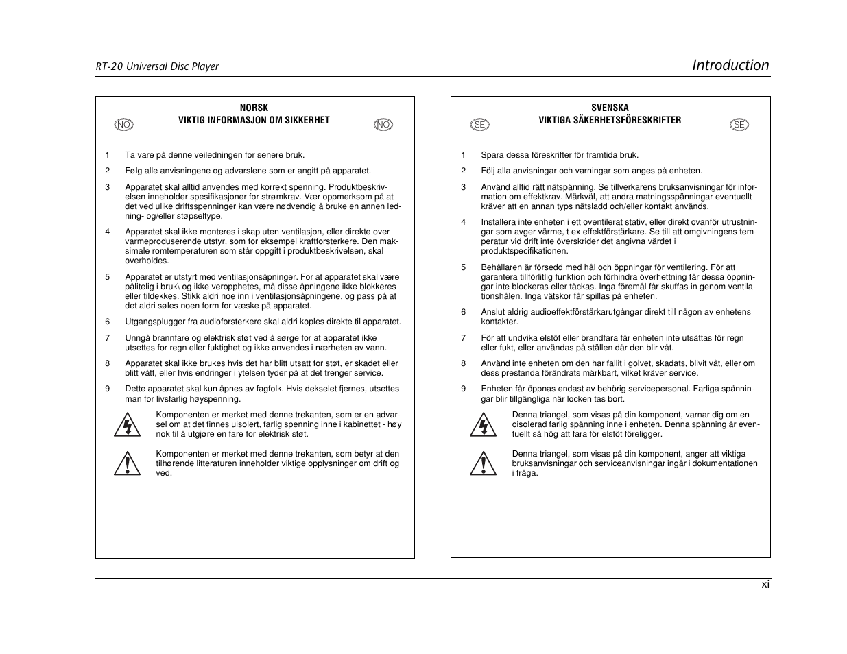 Introduction | Lexicon Universal Disc Player RT-20 User Manual | Page 13 / 140