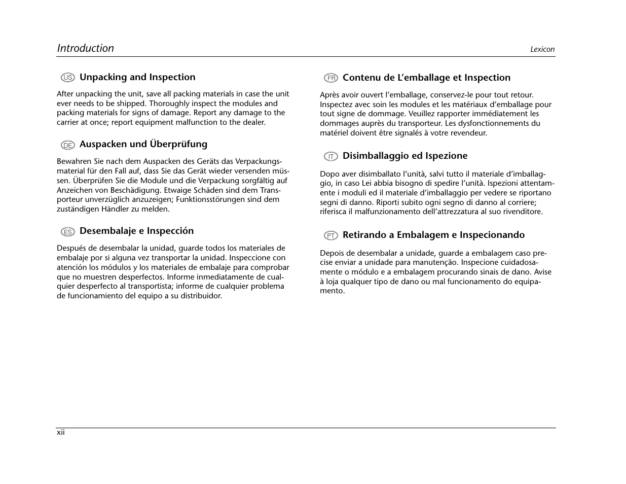 Introduction | Lexicon Universal Disc Player RT-20 User Manual | Page 14 / 140