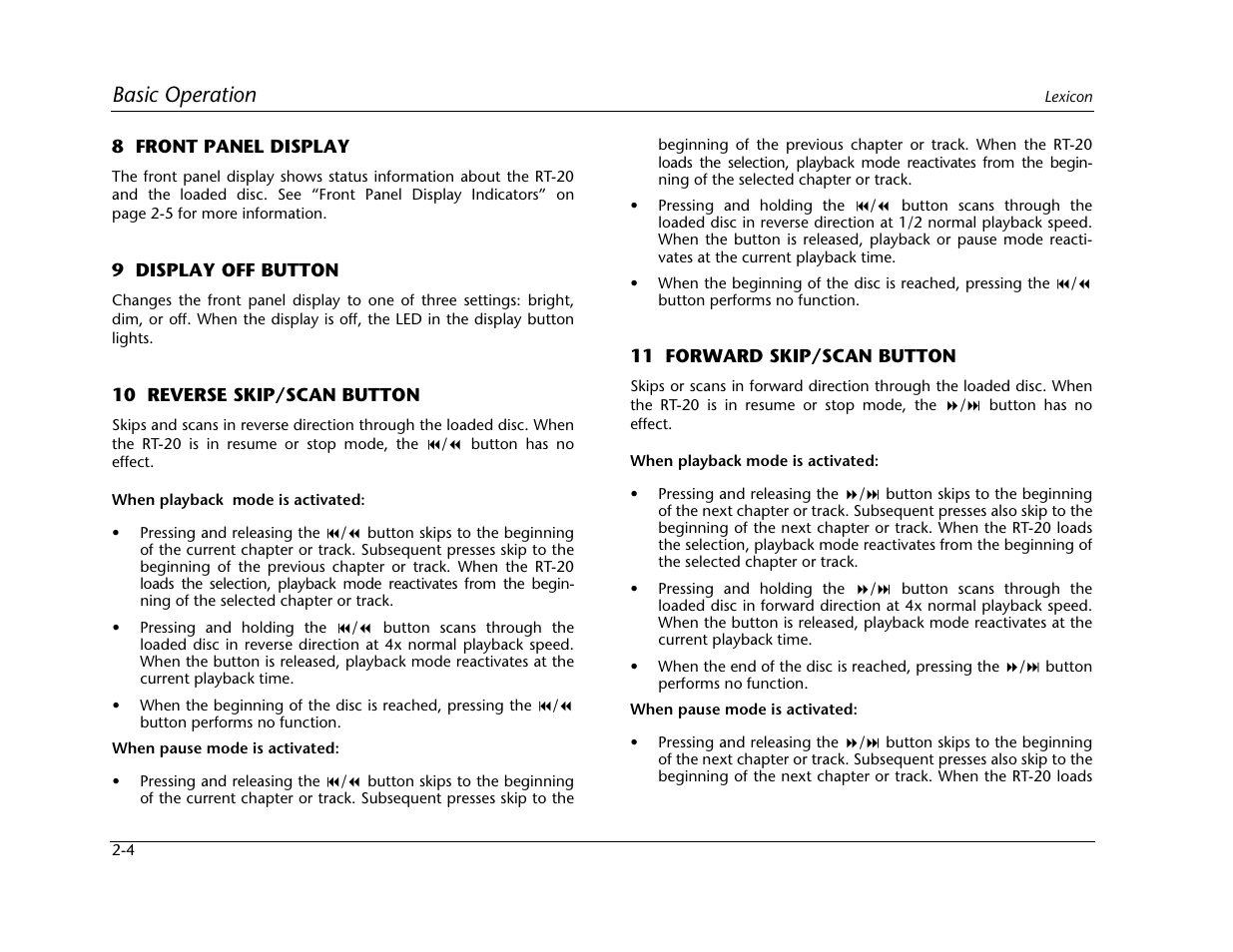 Basic operation | Lexicon Universal Disc Player RT-20 User Manual | Page 30 / 140