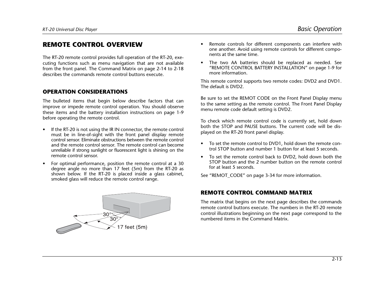 Basic operation, Remote control overview | Lexicon Universal Disc Player RT-20 User Manual | Page 39 / 140