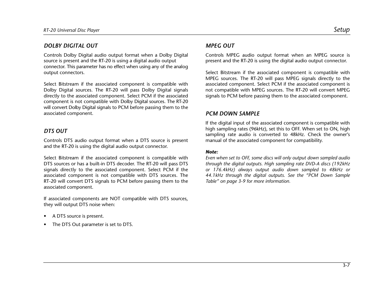 Setup | Lexicon Universal Disc Player RT-20 User Manual | Page 51 / 140