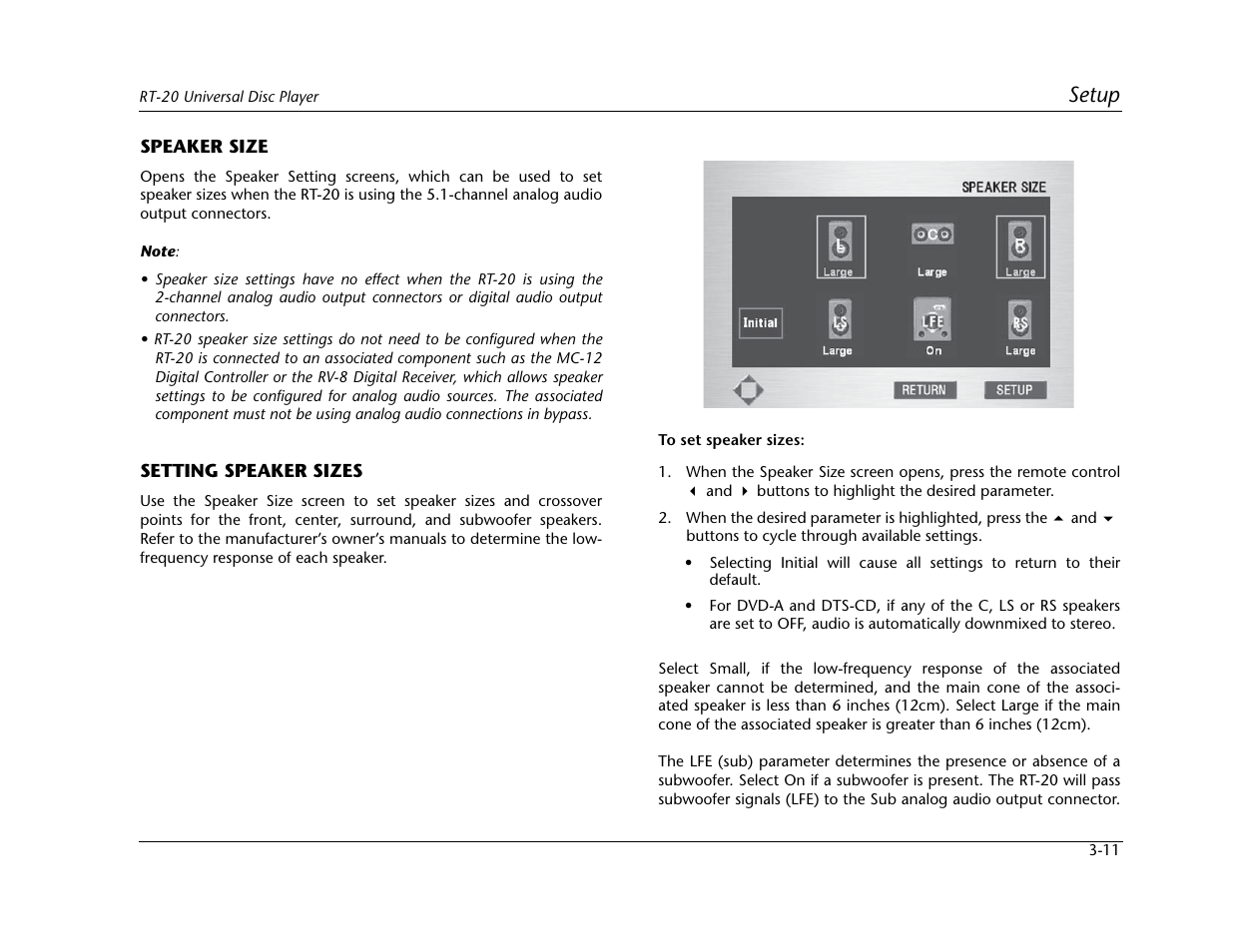 Setup | Lexicon Universal Disc Player RT-20 User Manual | Page 55 / 140