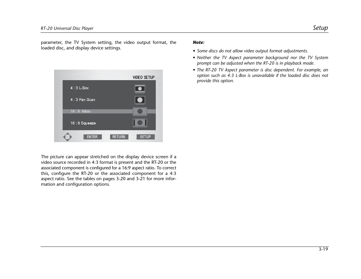 Setup | Lexicon Universal Disc Player RT-20 User Manual | Page 63 / 140