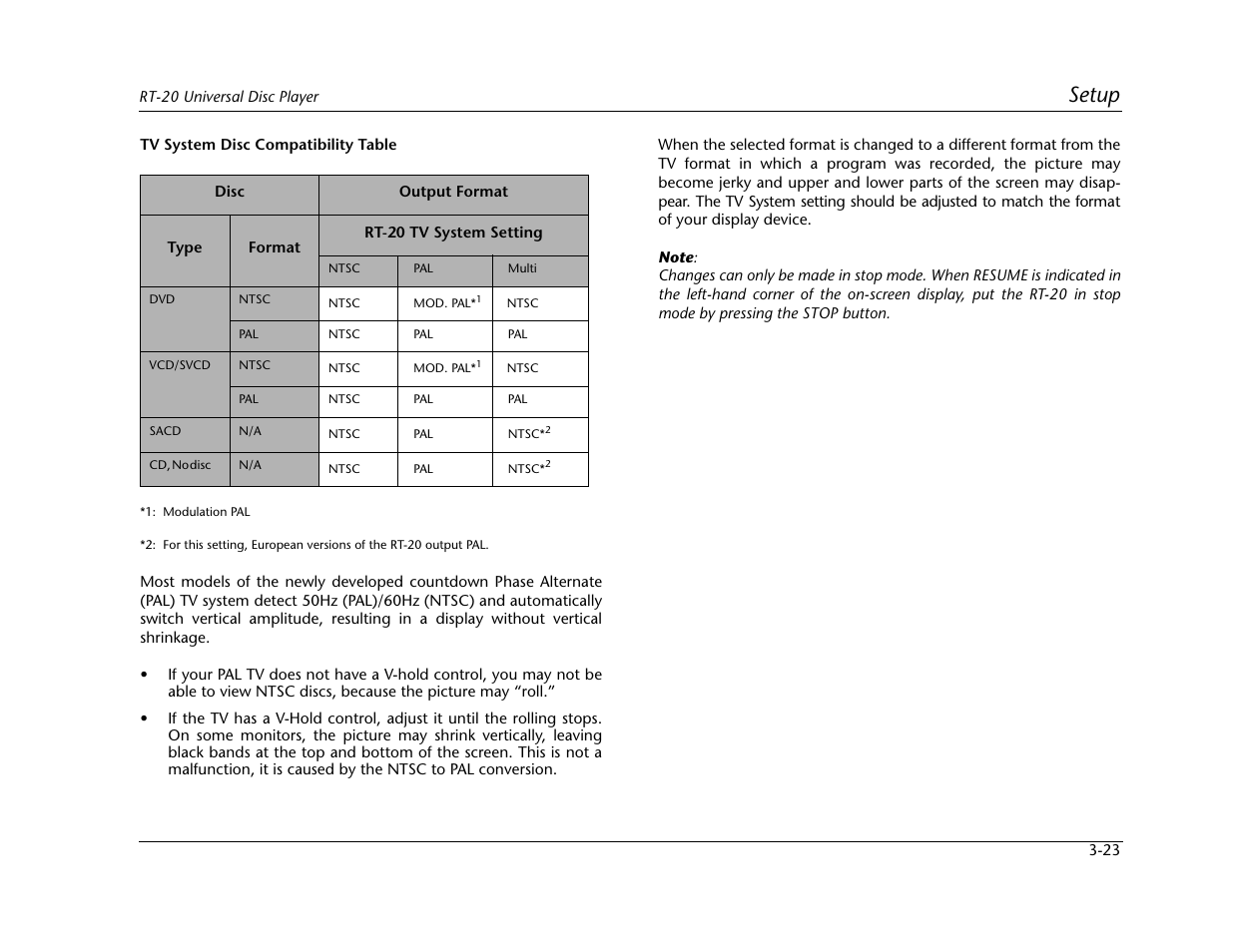Setup | Lexicon Universal Disc Player RT-20 User Manual | Page 67 / 140