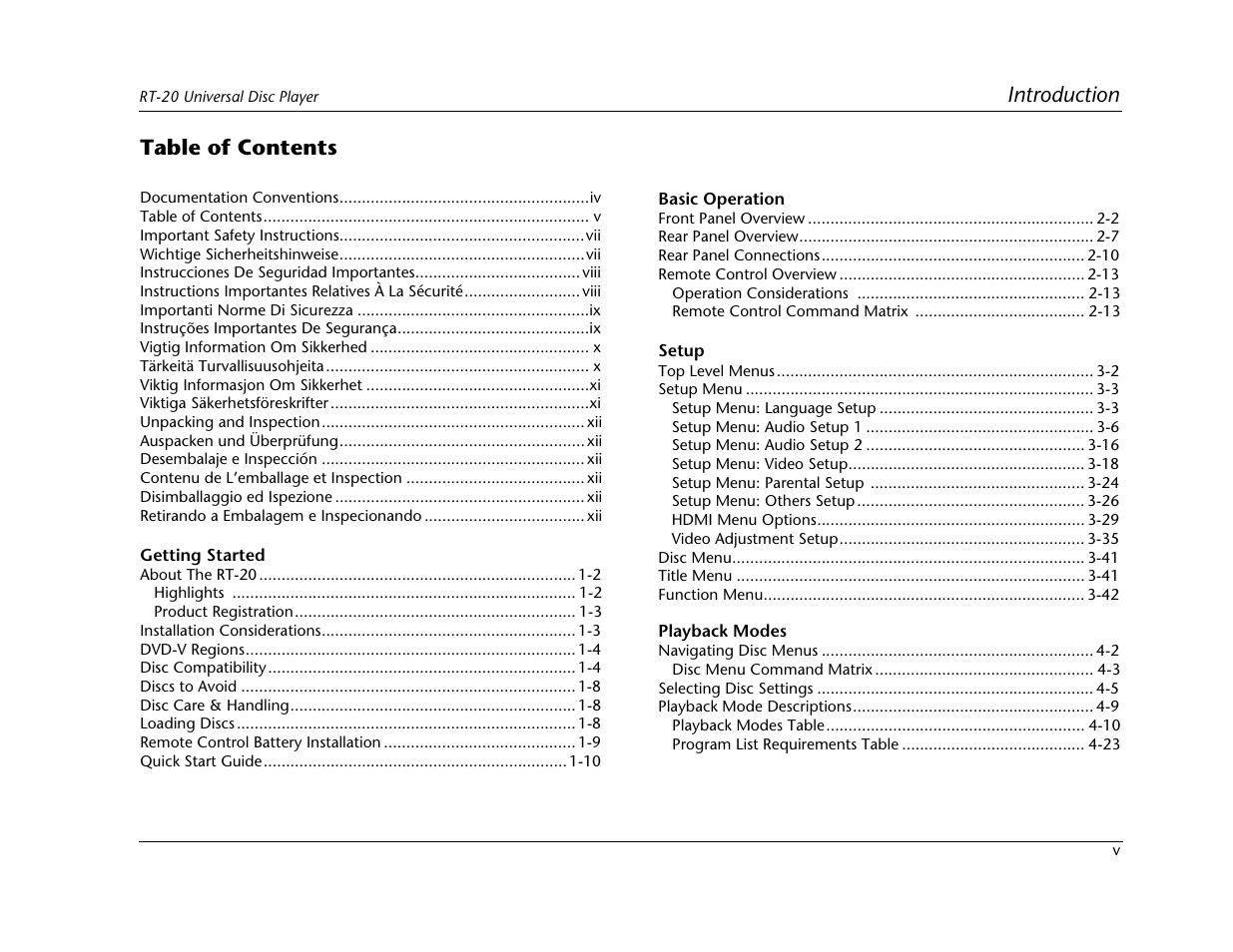 Lexicon Universal Disc Player RT-20 User Manual | Page 7 / 140