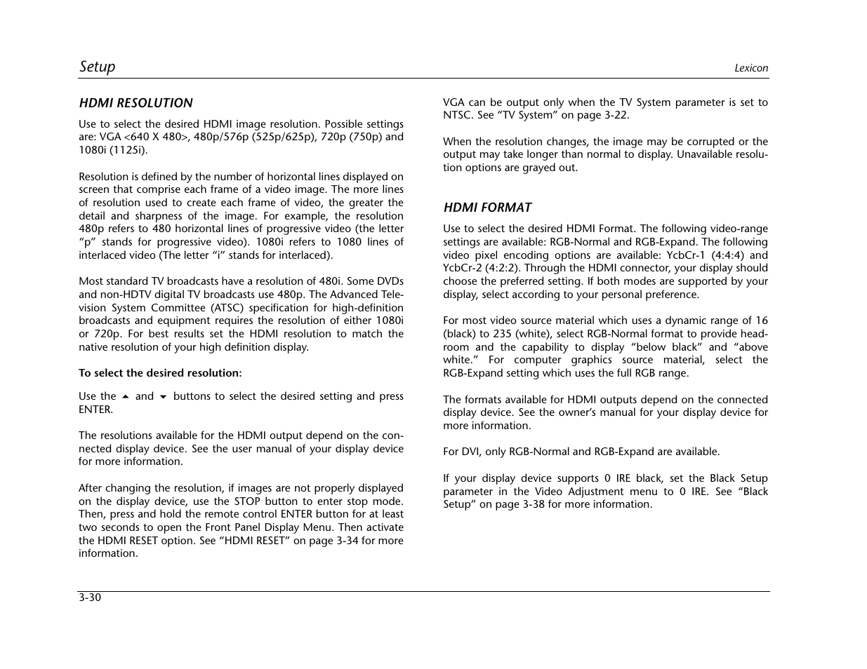 Setup | Lexicon Universal Disc Player RT-20 User Manual | Page 74 / 140