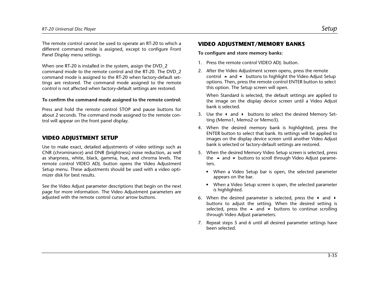 Setup | Lexicon Universal Disc Player RT-20 User Manual | Page 79 / 140