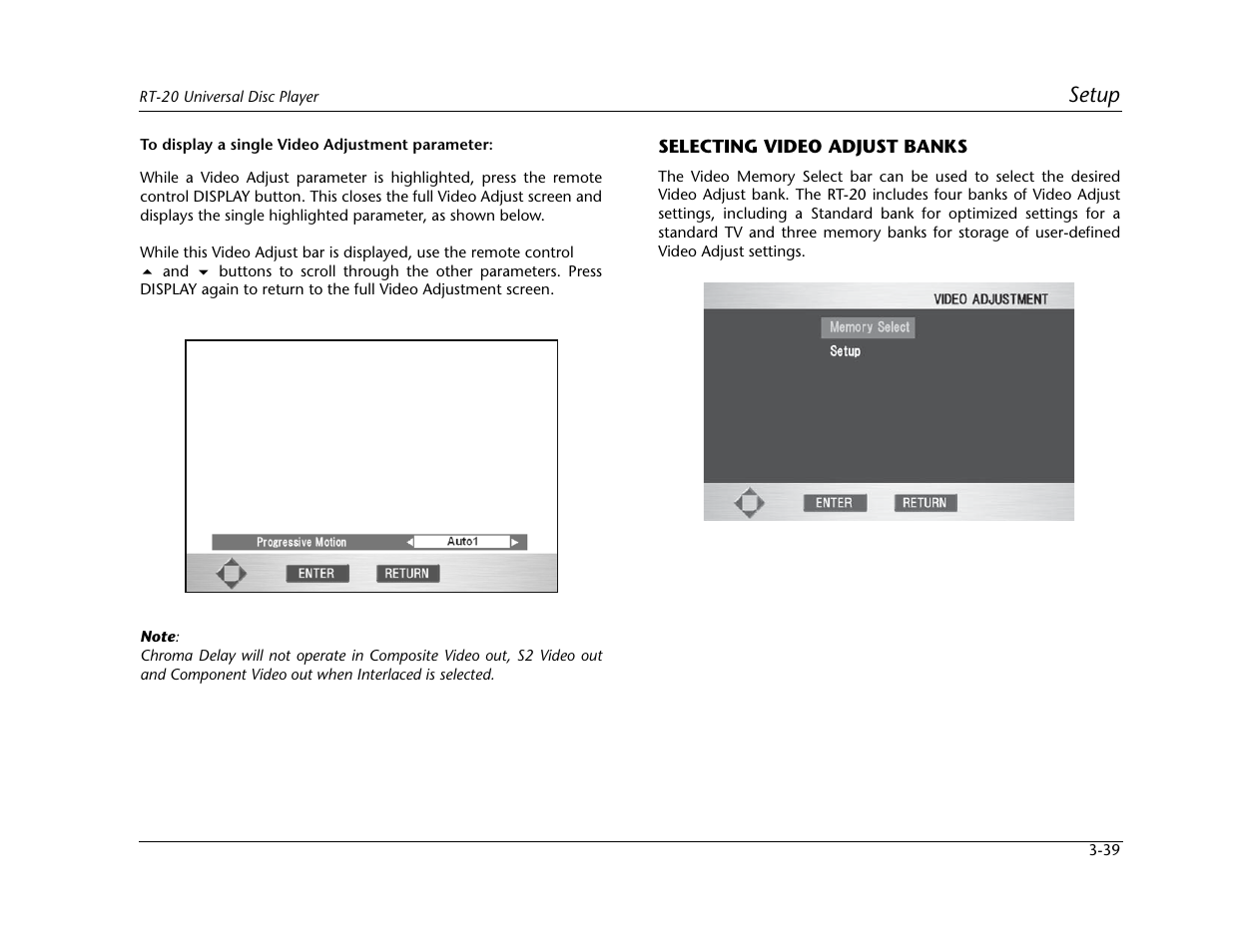 Setup | Lexicon Universal Disc Player RT-20 User Manual | Page 83 / 140