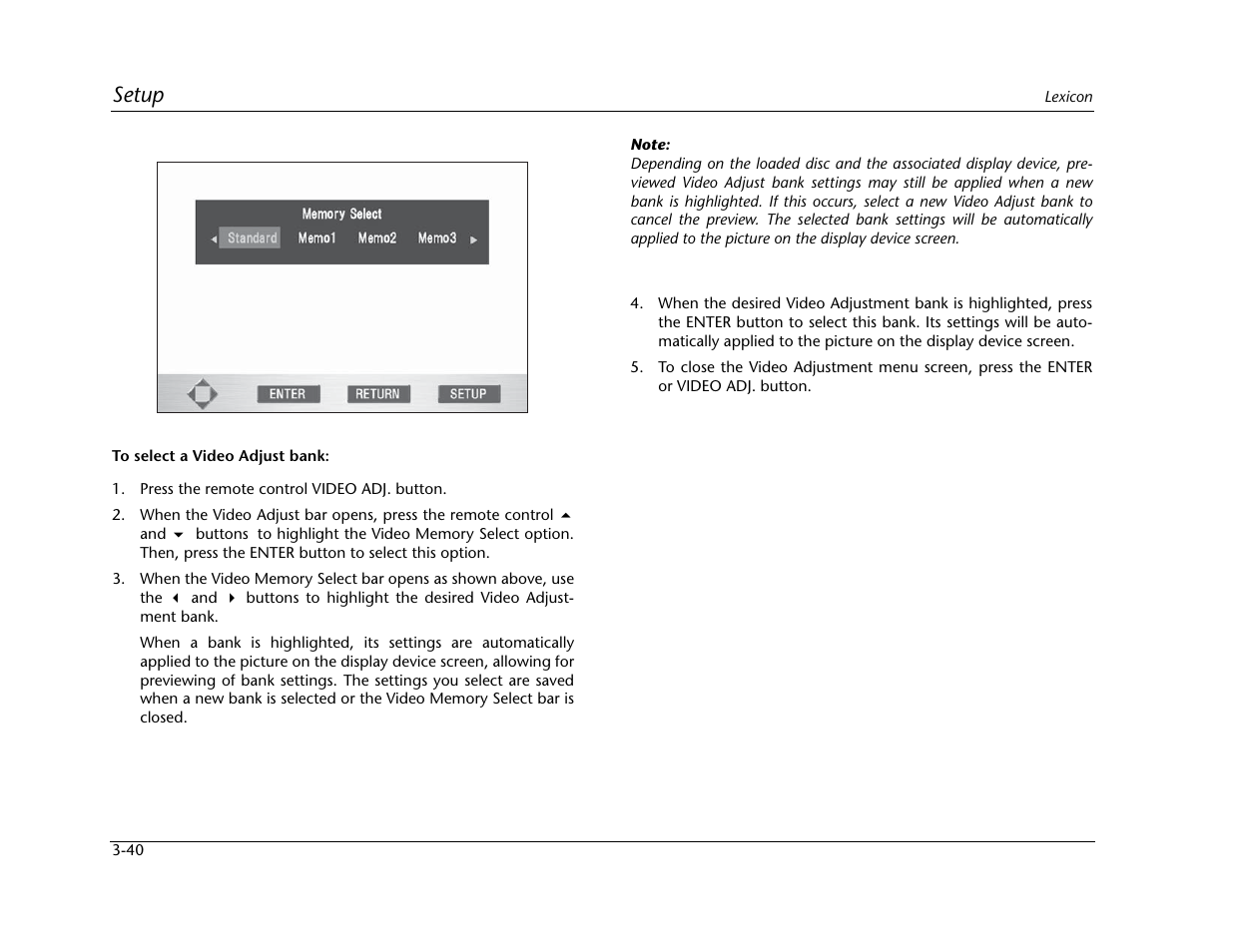 Setup | Lexicon Universal Disc Player RT-20 User Manual | Page 84 / 140