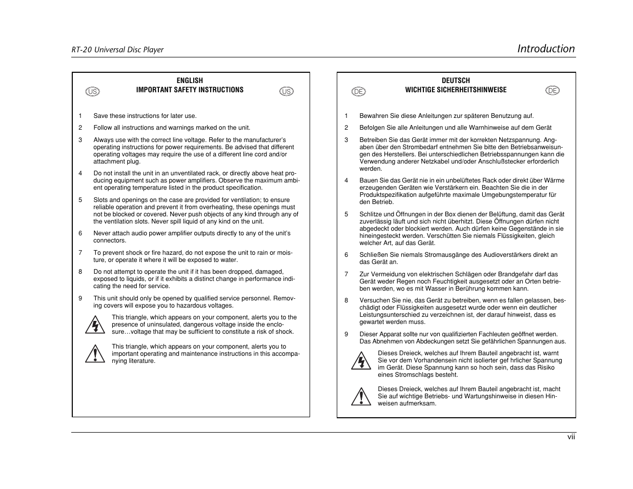 Introduction | Lexicon Universal Disc Player RT-20 User Manual | Page 9 / 140
