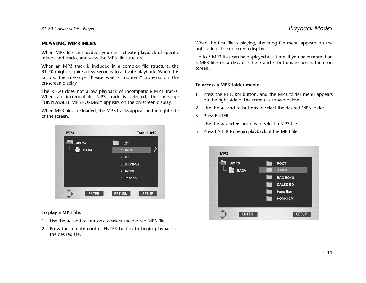 Playback modes | Lexicon Universal Disc Player RT-20 User Manual | Page 97 / 140