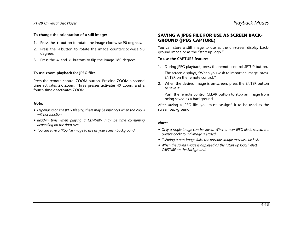 Playback modes | Lexicon Universal Disc Player RT-20 User Manual | Page 99 / 140