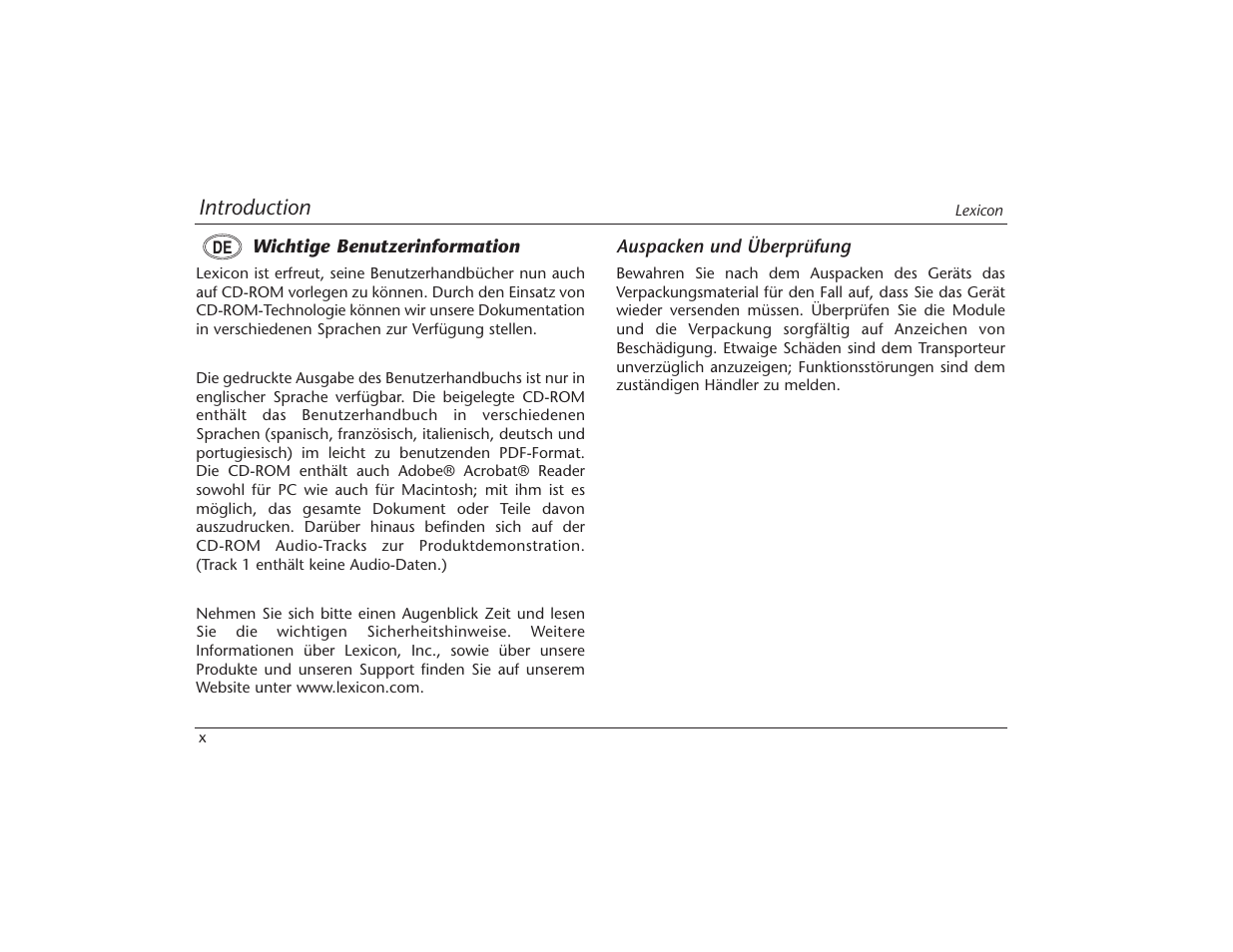 Lexicon MPX 550 User Manual | Page 12 / 111