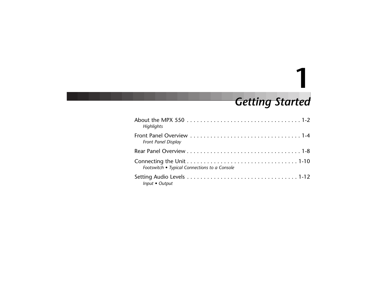 Getting started | Lexicon MPX 550 User Manual | Page 17 / 111