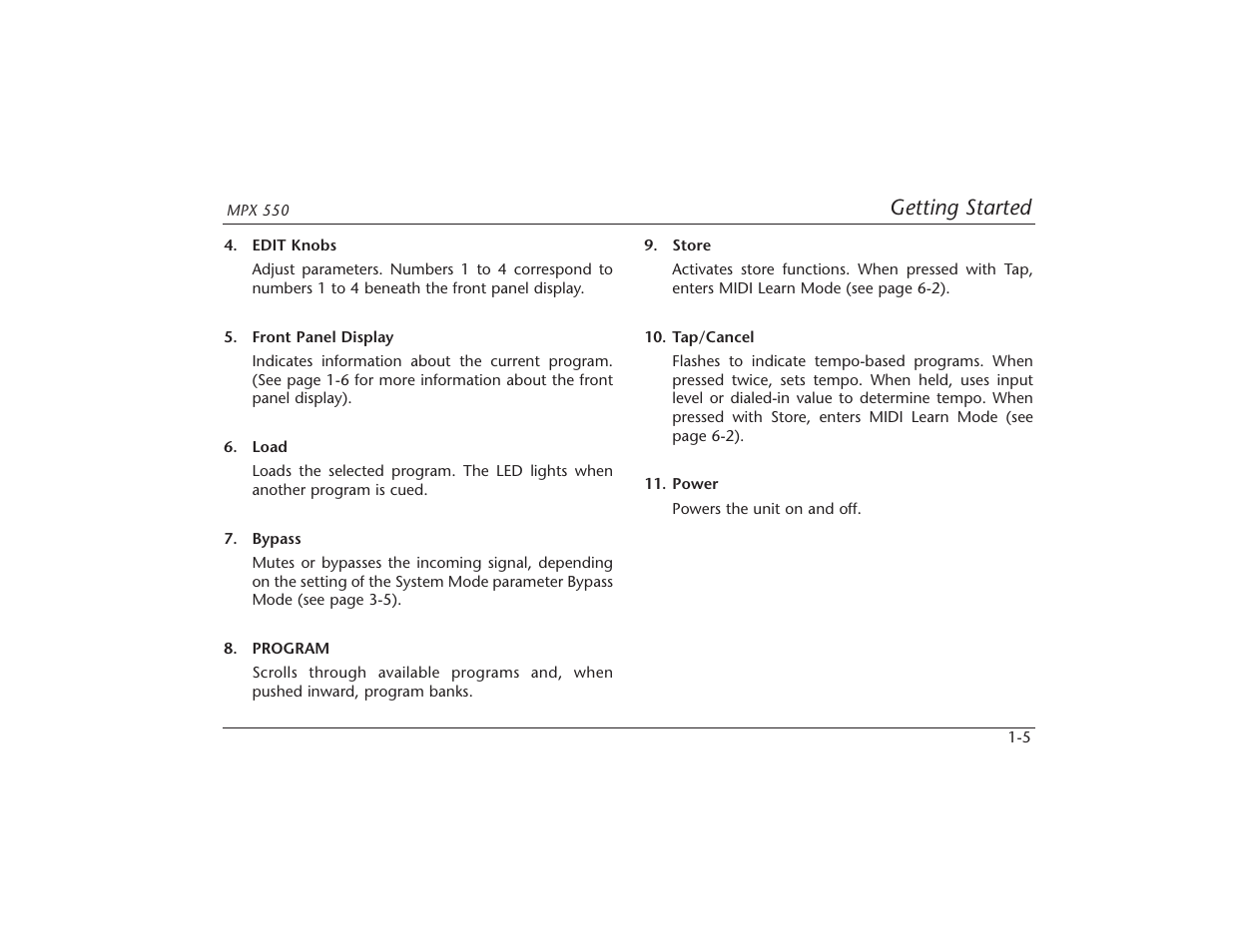 Getting started | Lexicon MPX 550 User Manual | Page 21 / 111