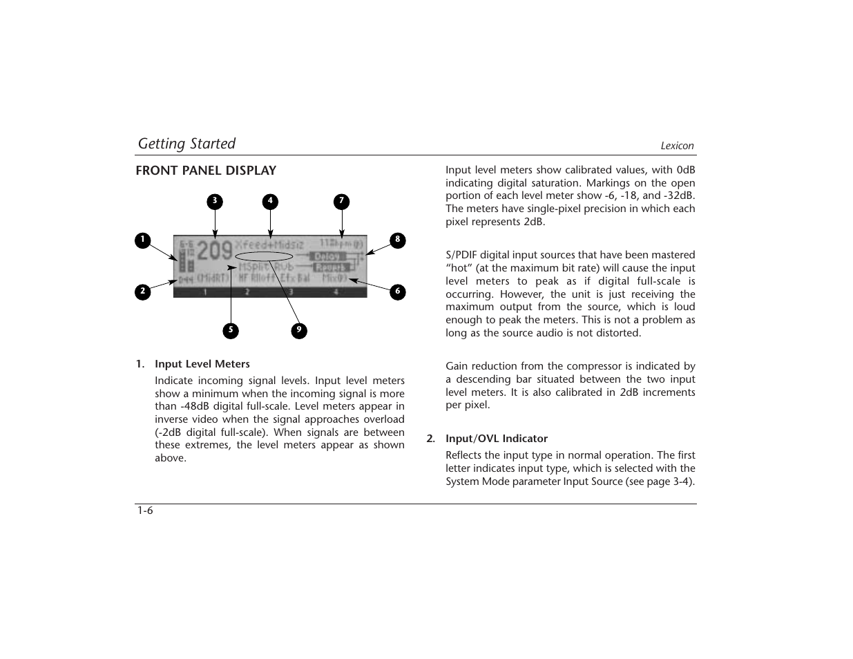 Getting started | Lexicon MPX 550 User Manual | Page 22 / 111