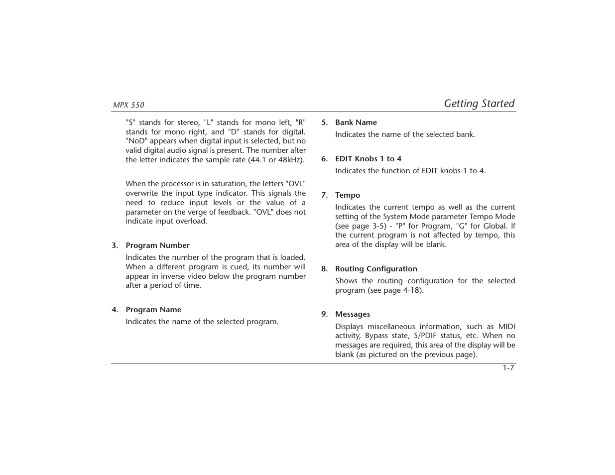 Getting started | Lexicon MPX 550 User Manual | Page 23 / 111