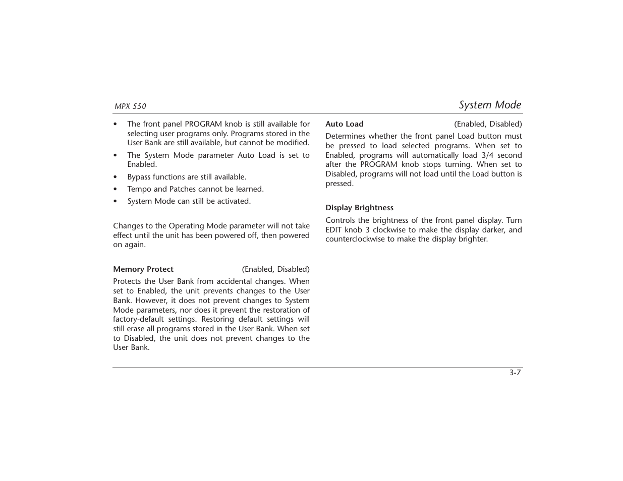 System mode | Lexicon MPX 550 User Manual | Page 42 / 111