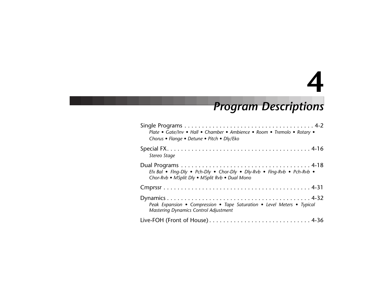 Program descriptions | Lexicon MPX 550 User Manual | Page 45 / 111