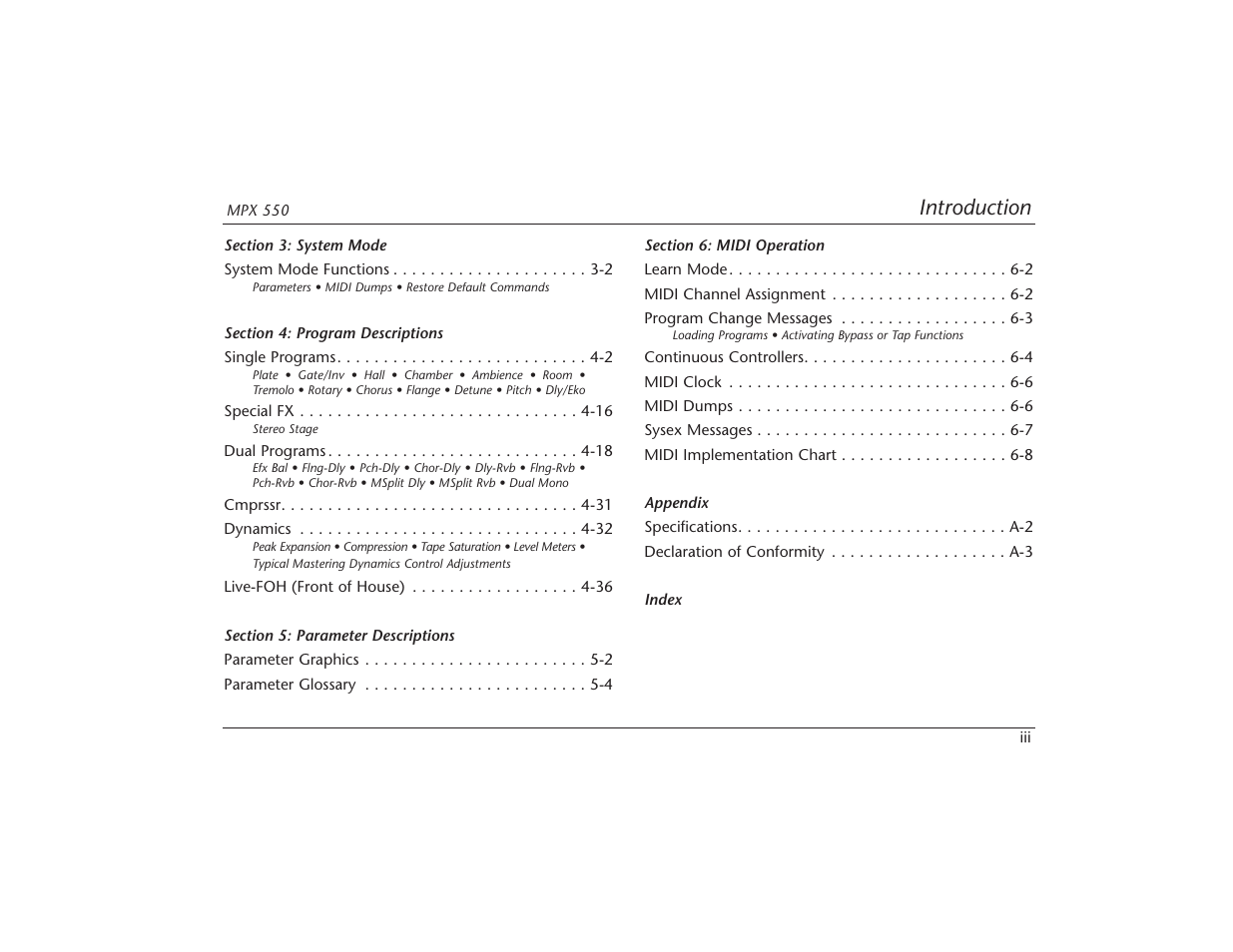 Introduction | Lexicon MPX 550 User Manual | Page 5 / 111