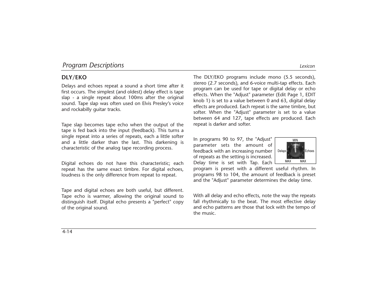 Program descriptions | Lexicon MPX 550 User Manual | Page 58 / 111