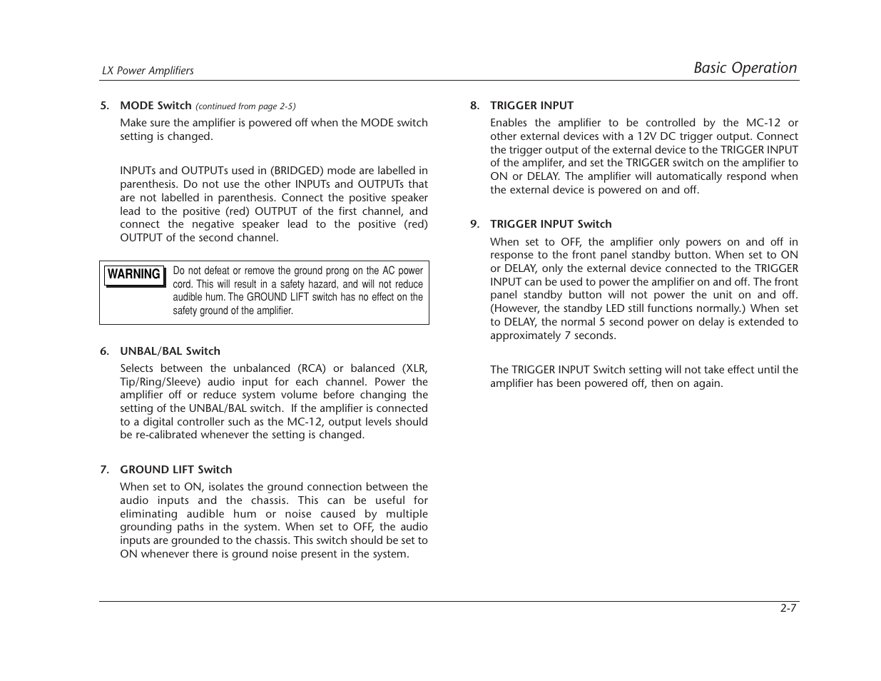 Basic operation | Lexicon LX-7 User Manual | Page 15 / 27