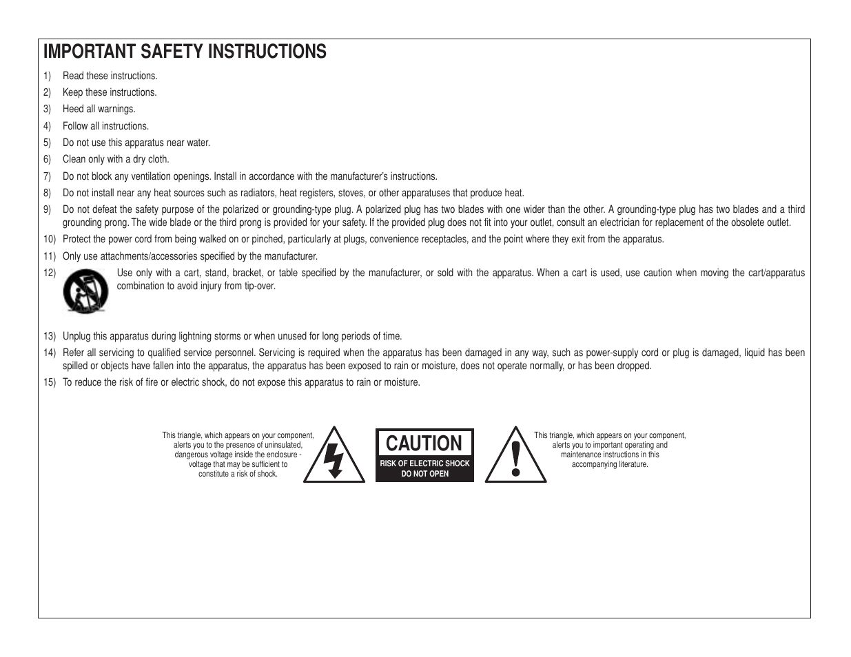Caution, Important safety instructions | Lexicon LX-7 User Manual | Page 2 / 27