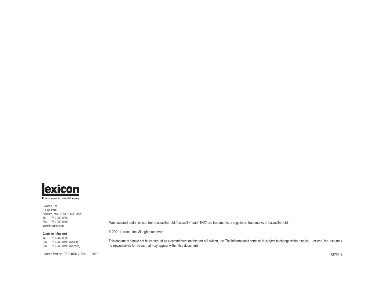 Lexicon LX-7 User Manual | Page 3 / 27