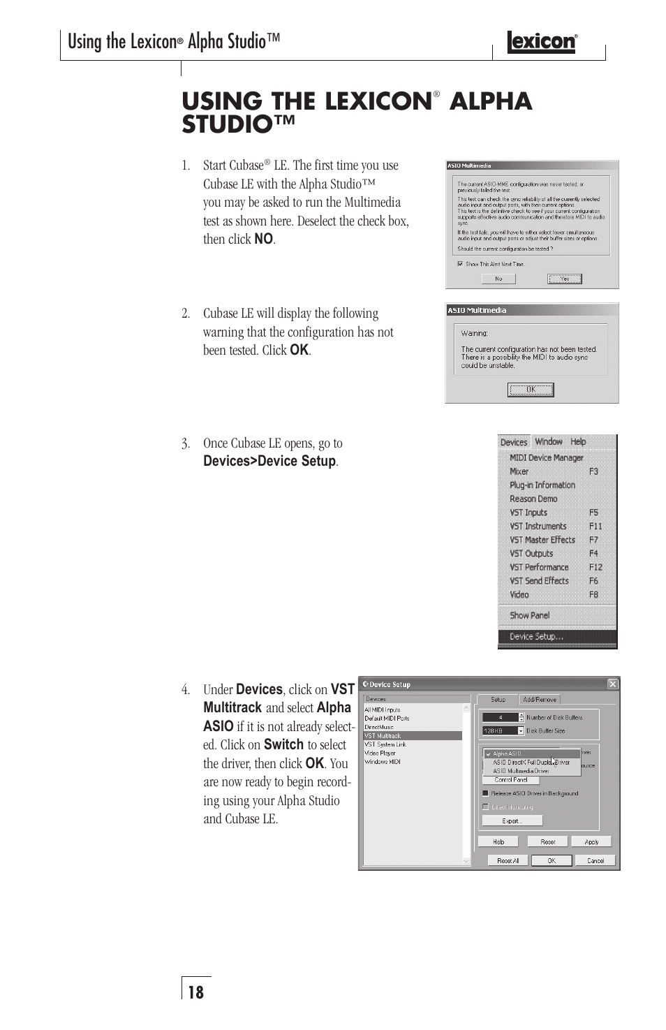 Using the lexicon, Alpha studio | Lexicon Recording Studio User Manual | Page 18 / 36