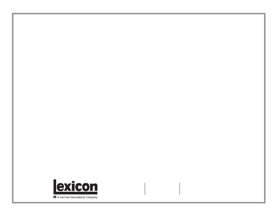 Limited warranty | Lexicon LX Power Amplifier 070-14876 User Manual | Page 26 / 27