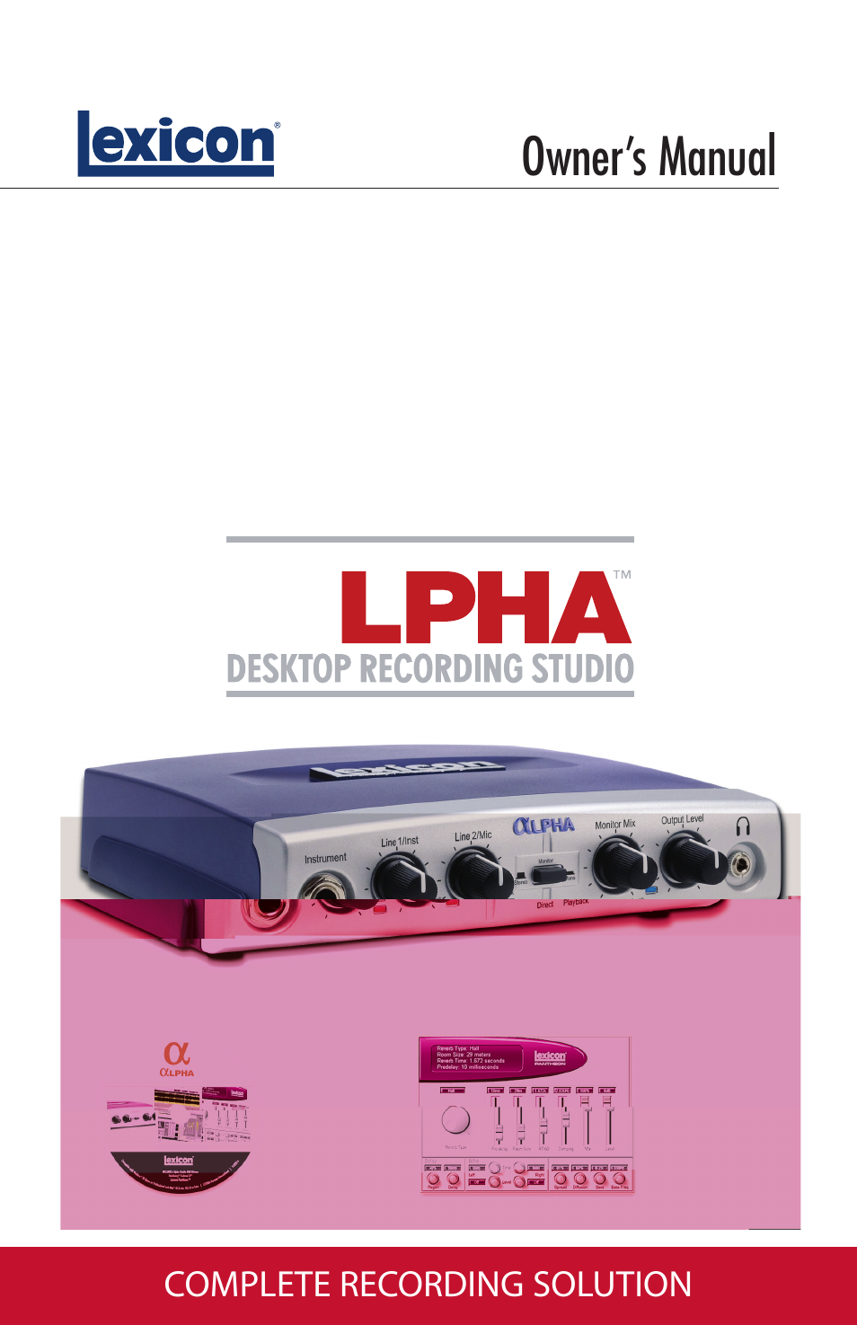 Lexicon Alpha Desktop Recording Studio User Manual | 36 pages