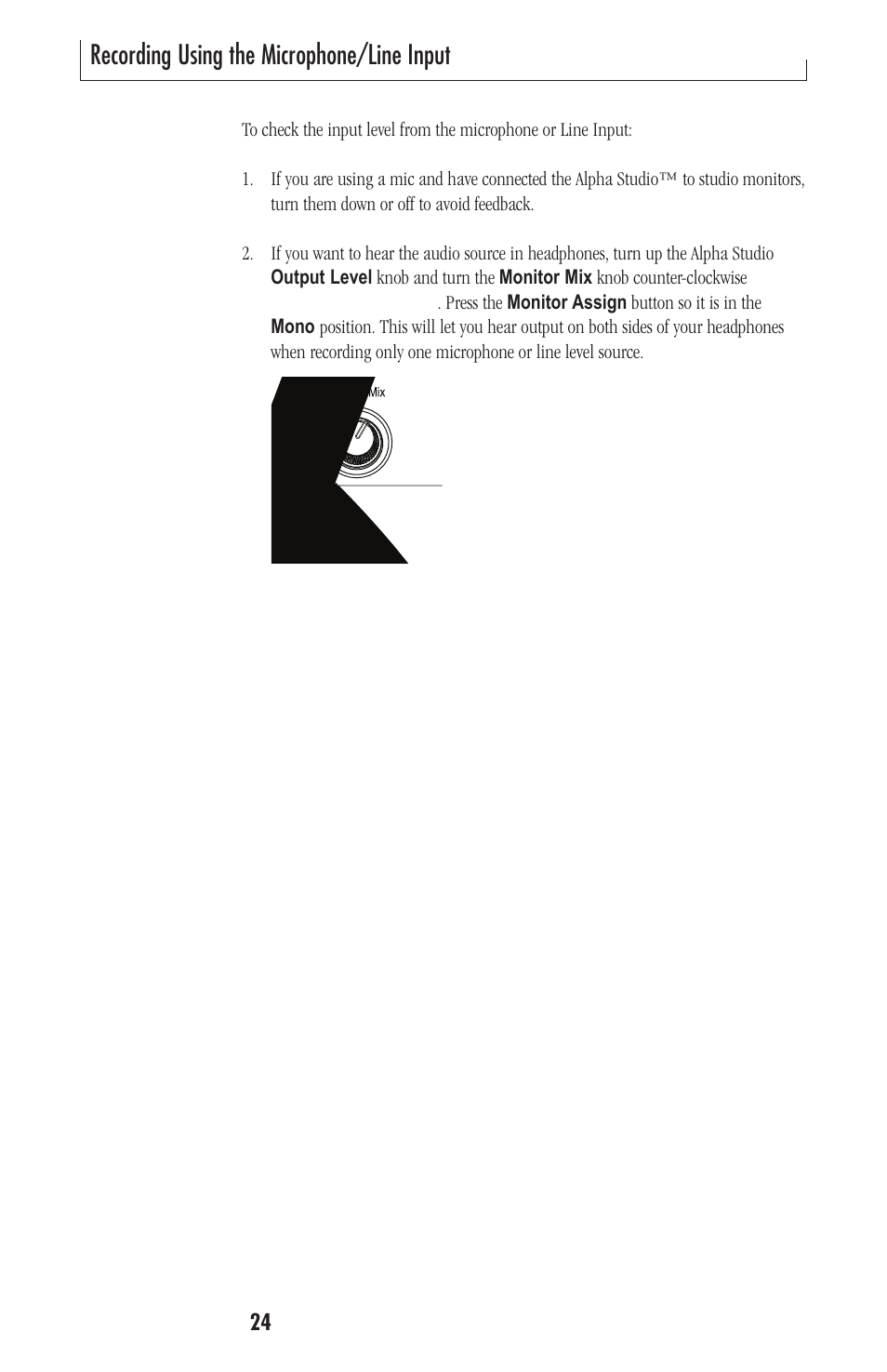 Recording using the microphone/line input | Lexicon Alpha Desktop Recording Studio User Manual | Page 24 / 36