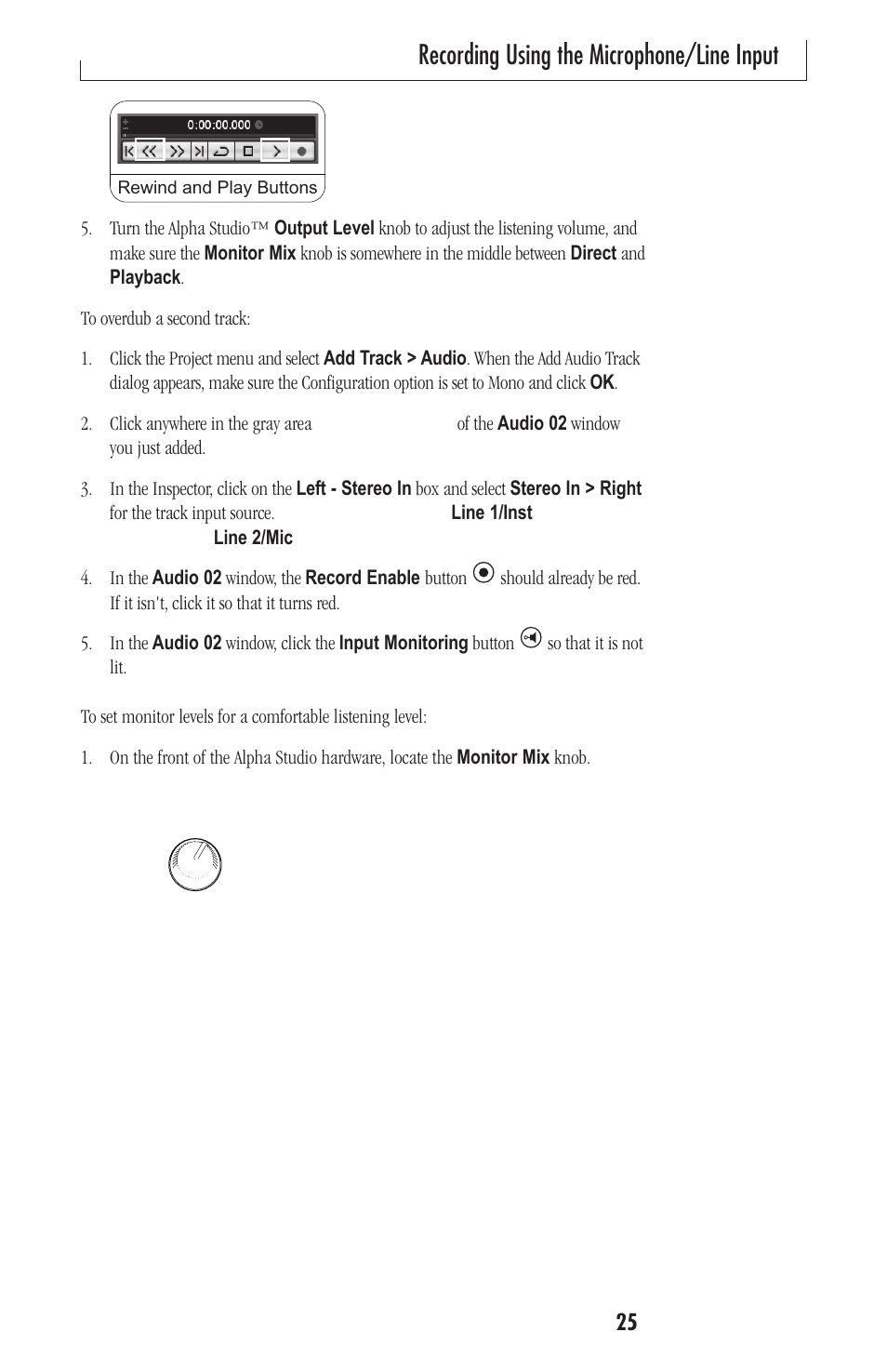 Recording using the microphone/line input | Lexicon Alpha Desktop Recording Studio User Manual | Page 25 / 36