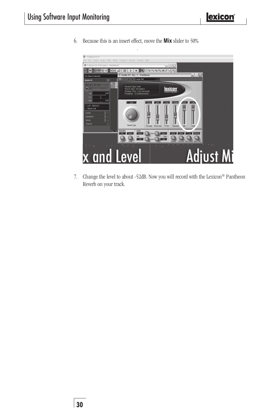 Using software input monitoring | Lexicon Alpha Desktop Recording Studio User Manual | Page 30 / 36