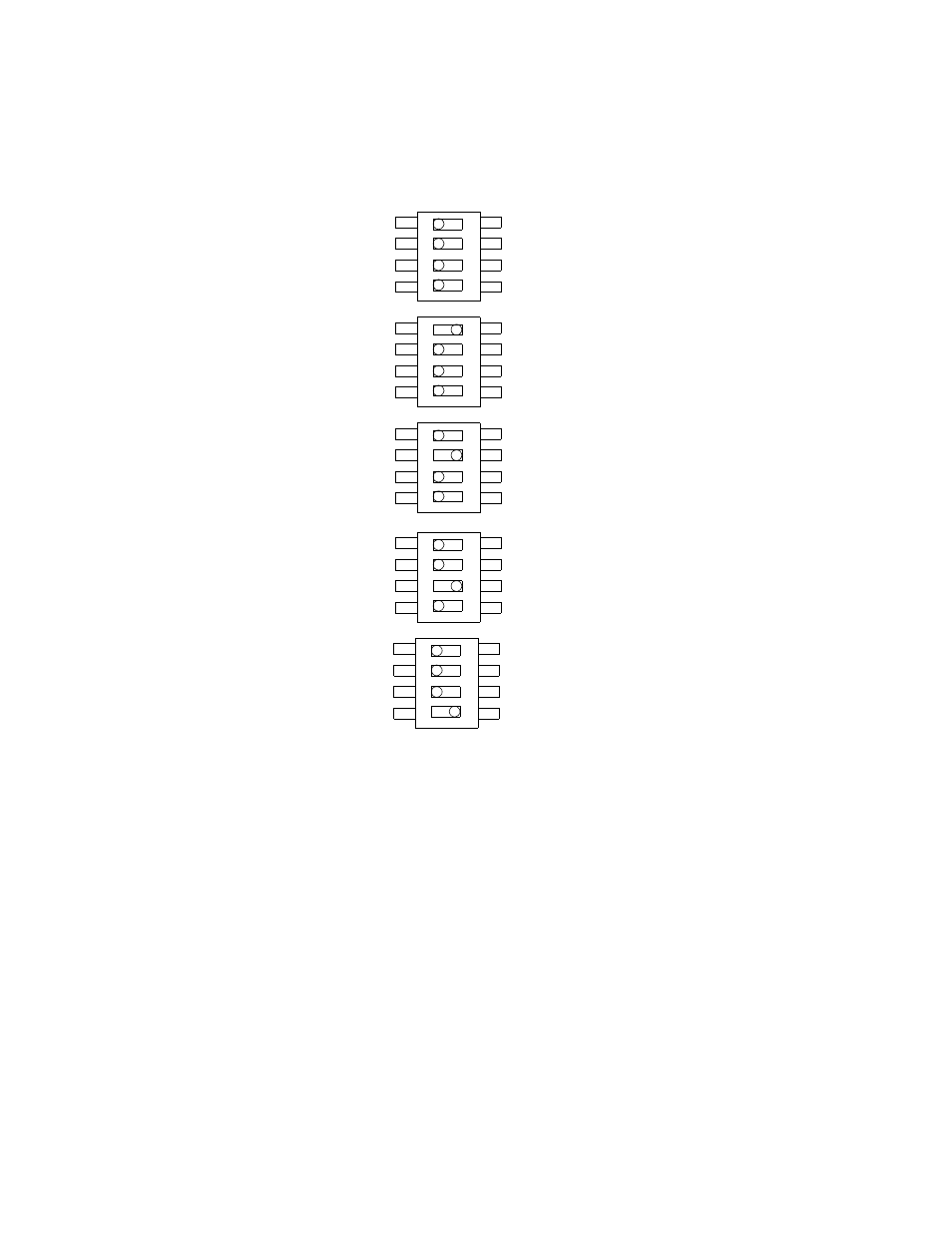 5 setting scsi ids, Setting scsi ids, Termination override switch settings for u1 and u2 | LSI SYM22801 User Manual | Page 39 / 80