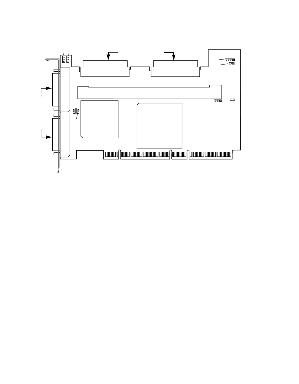 Figure6.2 megaraid scsi 320-2 controller layout, 1 j2 scsi activity led, 2 j3 dirty cache led | 3 j4/j5 termination enable | LSI MegaRAID SCSI 320-2 RAID Controller Series 518 User Manual | Page 78 / 158