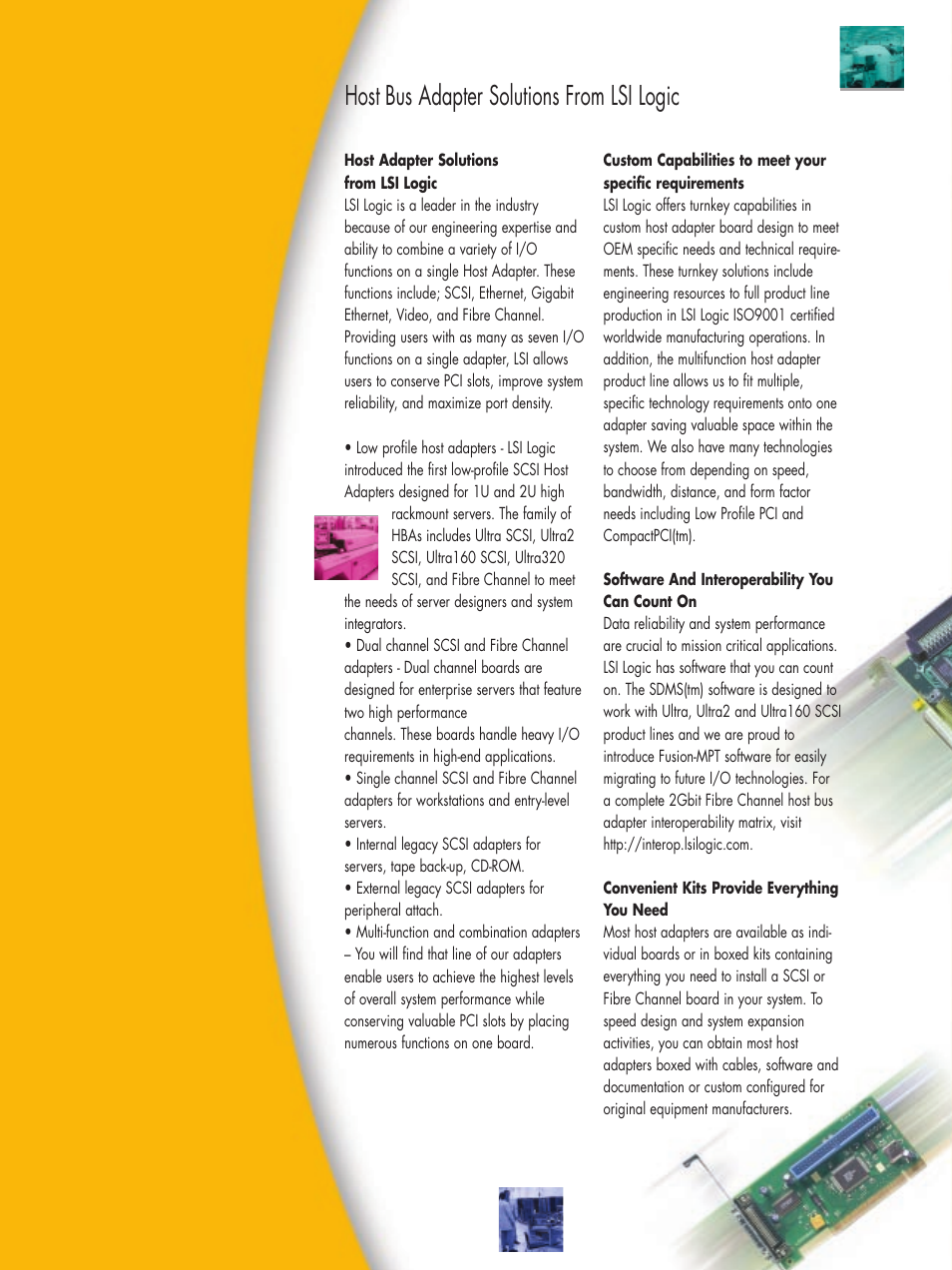 Host bus adapter solutions from lsi logic | LSI MegaRAID Adapters Host Bus Adapters User Manual | Page 14 / 16