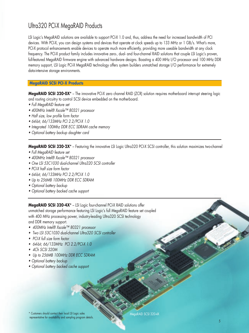 Ultra320 pci-x megaraid products | LSI MegaRAID Adapters Host Bus Adapters User Manual | Page 5 / 16