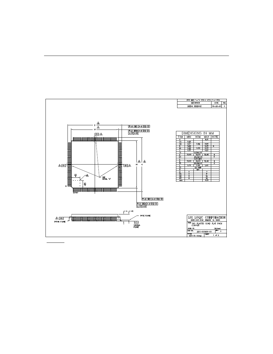 6 package diagrams, Package diagrams, Lsi53c875a 160-pin pqfp mechanical drawing | Section 6.6, “package diagrams | LSI 53C875A User Manual | Page 296 / 328