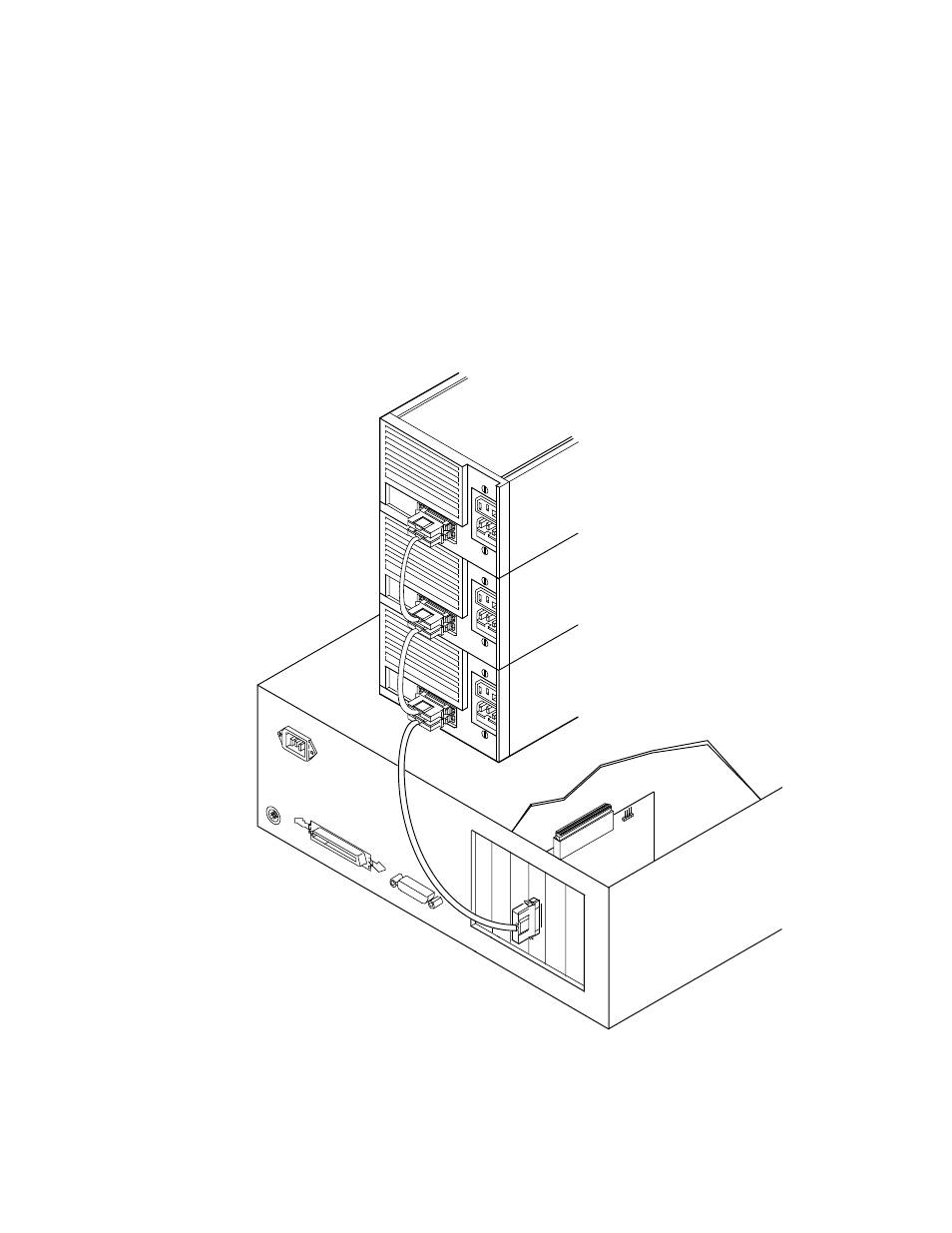 2 external bus connections, Figure2.13 external scsi device termination, External scsi device termination | Section 2.2.6.2, “external bus connections | LSI U160 User Manual | Page 40 / 90