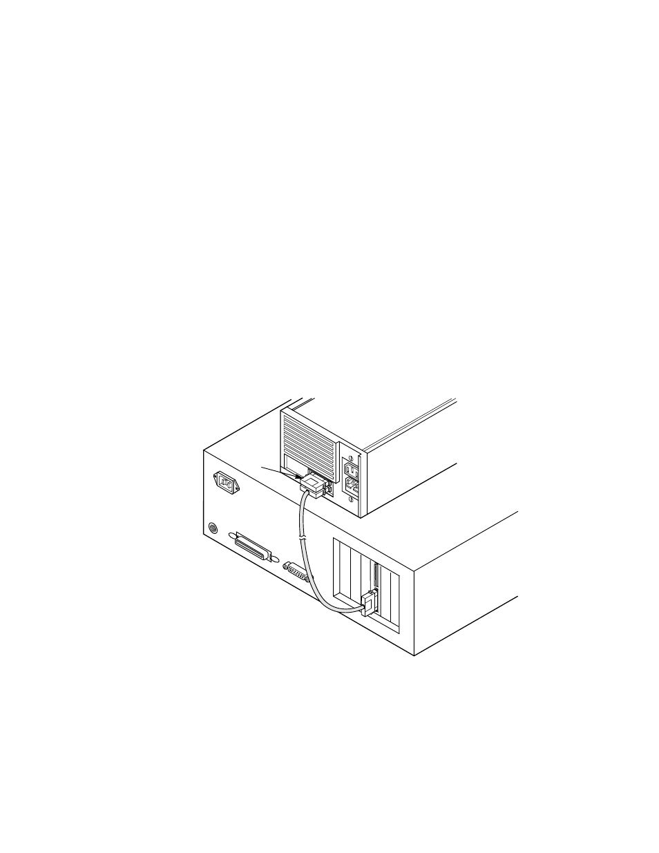 3 connecting external scsi devices, Figure2.9 connecting one external scsi device, Connecting external scsi devices | Connecting one external scsi device, Section 2.3.3 | LSI Ultra320 User Manual | Page 25 / 46