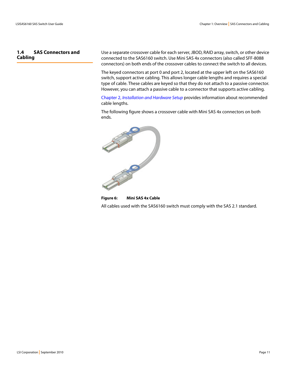 4 sas connectors and cabling | LSI SAS6160 User Manual | Page 11 / 76