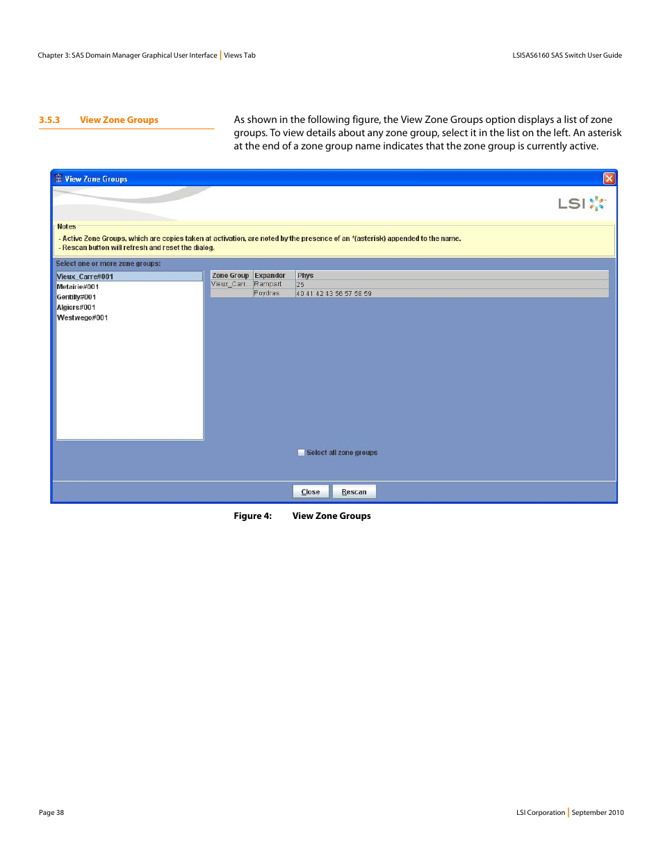 3 view zone groups | LSI SAS6160 User Manual | Page 38 / 76